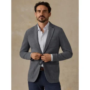 Faherty Inlet Knit Tweed Blazer - Grey Night Herringbone
