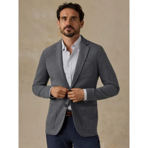Faherty Inlet Knit Tweed Blazer - Grey Night Herringbone