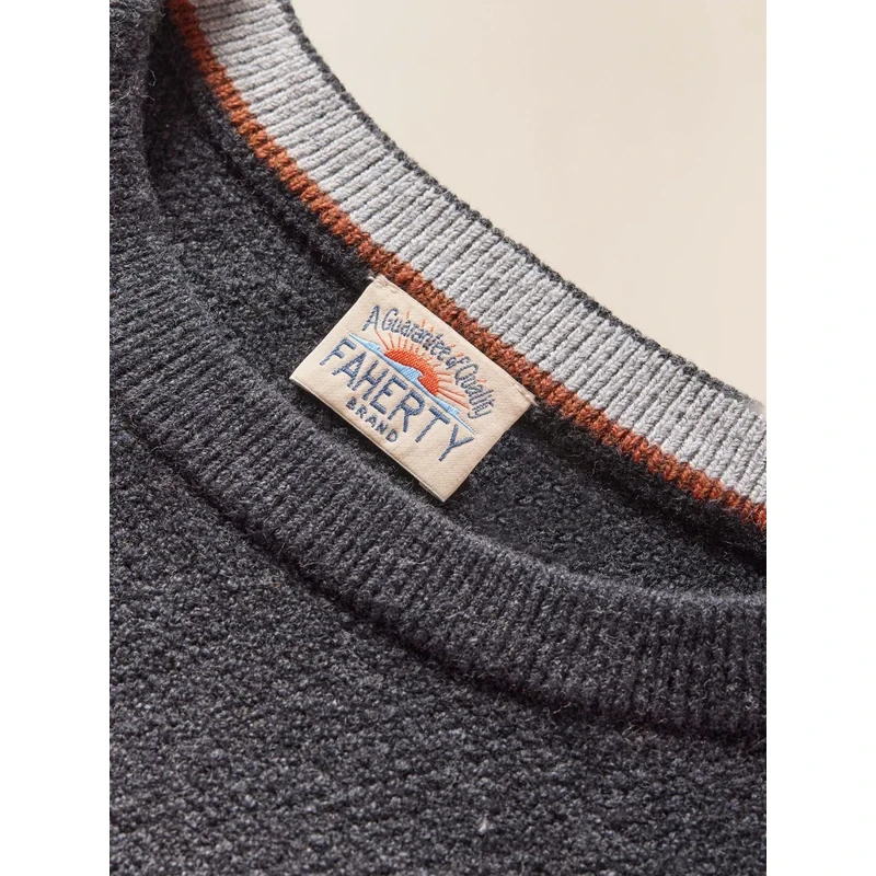 Faherty Jackson Crew Sweater - Wolf Black Heather