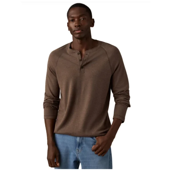 Faherty Long-Sleeve Cloud Henley - Brown Woods Heather