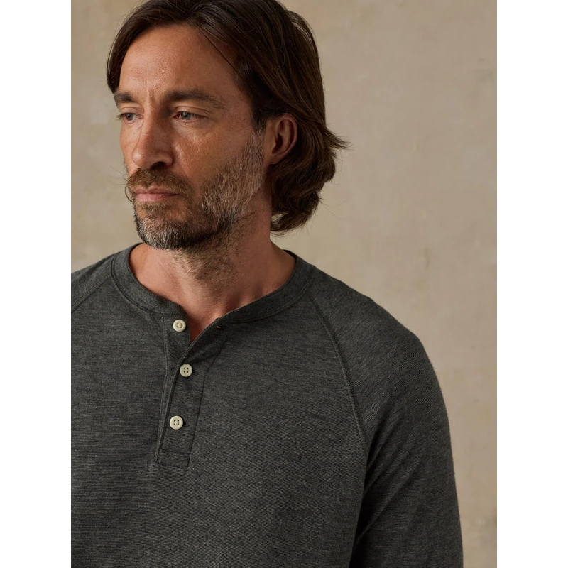 Faherty Long-Sleeve Cloud Henley - Deep Olive Feeder