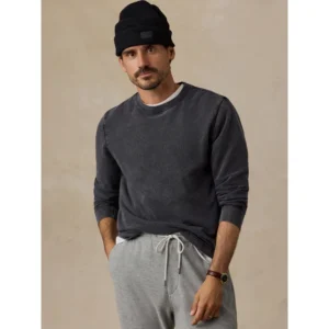 Faherty Long-Sleeve Recycled Terry Tee - Graphite