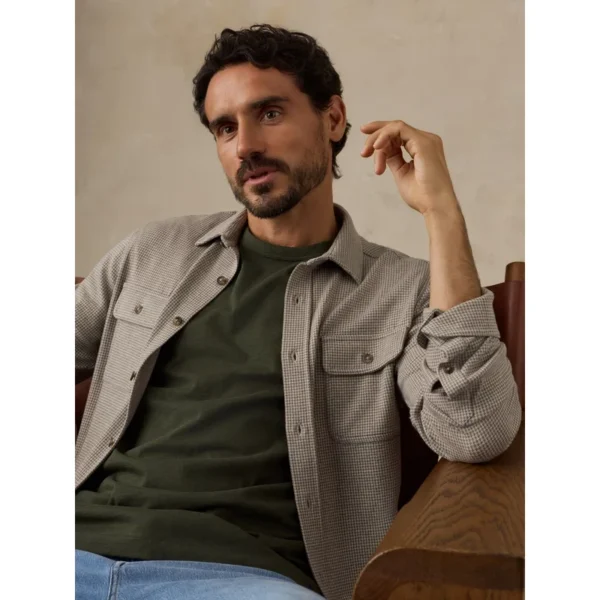 Faherty Legend Sweater Shirt - Taupe Brown Pincheck