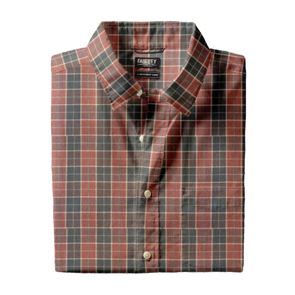 Faherty The Movement Shirt - Burgundy Night Plaid