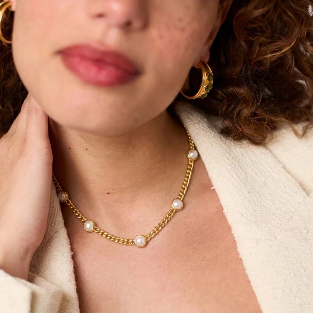 Julie Vos Dolce Delicate Station Necklace - Pearl