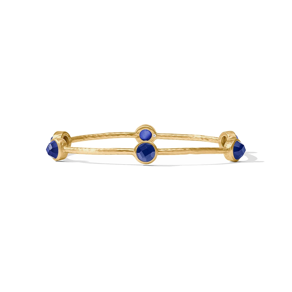 Julie Vos Gold Milano Luxe Bangle - Iridescent Sapphire Blue