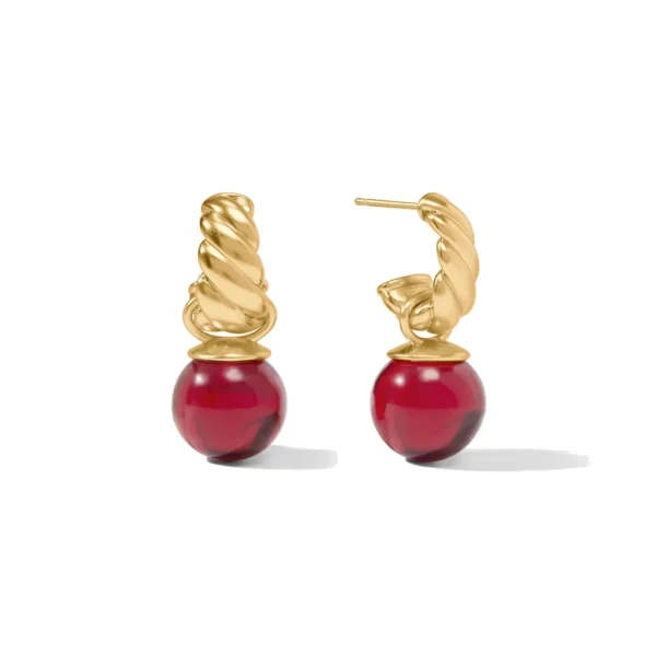 Julie Vos Ravello Hoop & Charm Earring - Cranberry