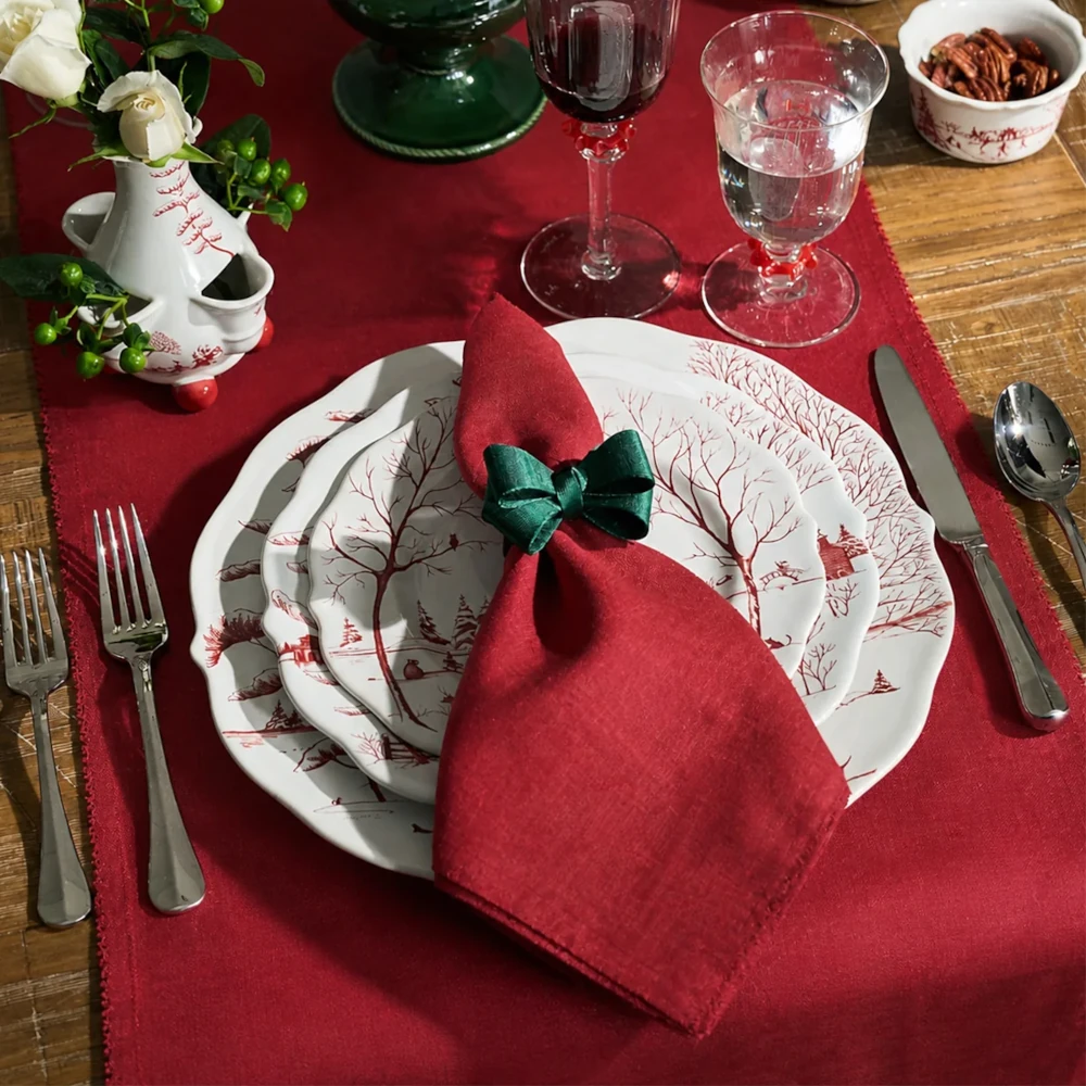Juliska Berry Scallop Table Runner - Ruby