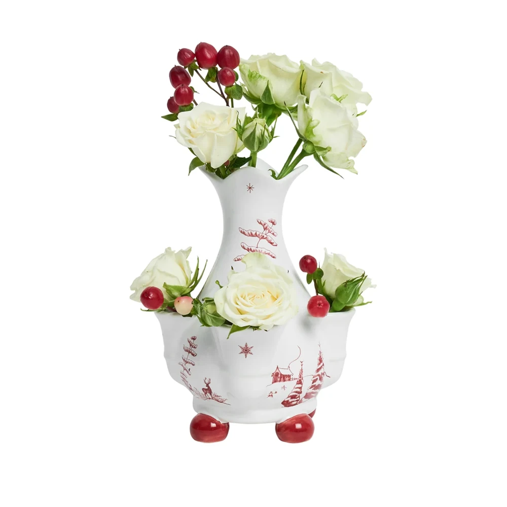 Juliska Country Estate Winter Frolic 6" Tulipiere Vase - Ruby