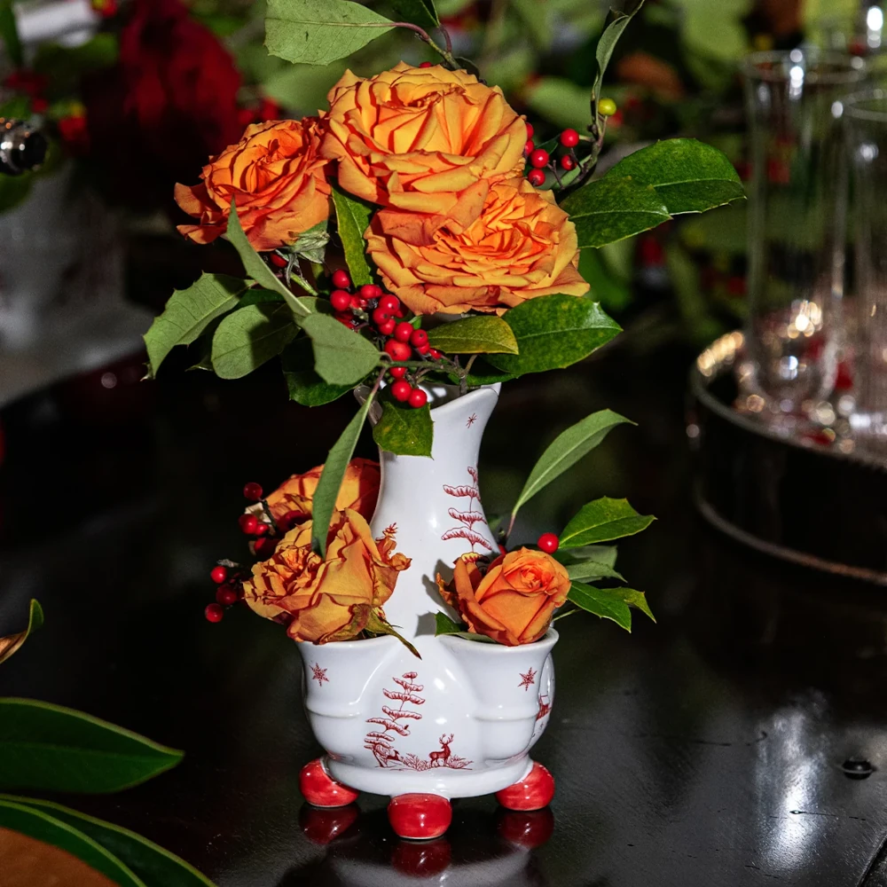 Juliska Country Estate Winter Frolic 6" Tulipiere Vase - Ruby