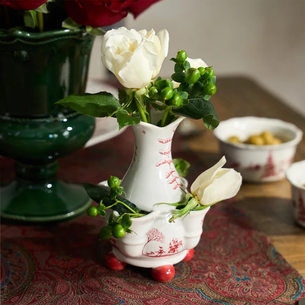 Juliska Country Estate Winter Frolic 6" Tulipiere Vase - Ruby