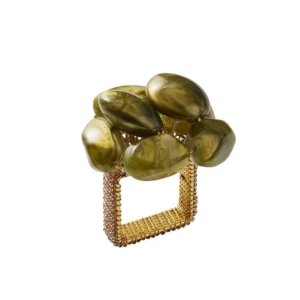 Kim Seybert Bonton Napkin Ring - Green & Gold