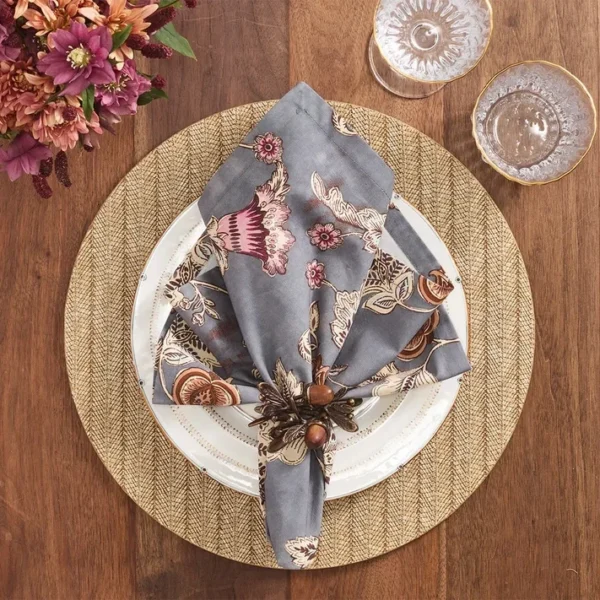 Kim Seybert Paisley Vine Napkin - Blue & Gray