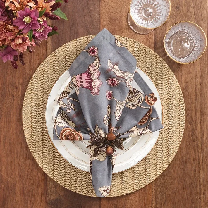 Kim Seybert Paisley Vine Napkin - Blue & Gray