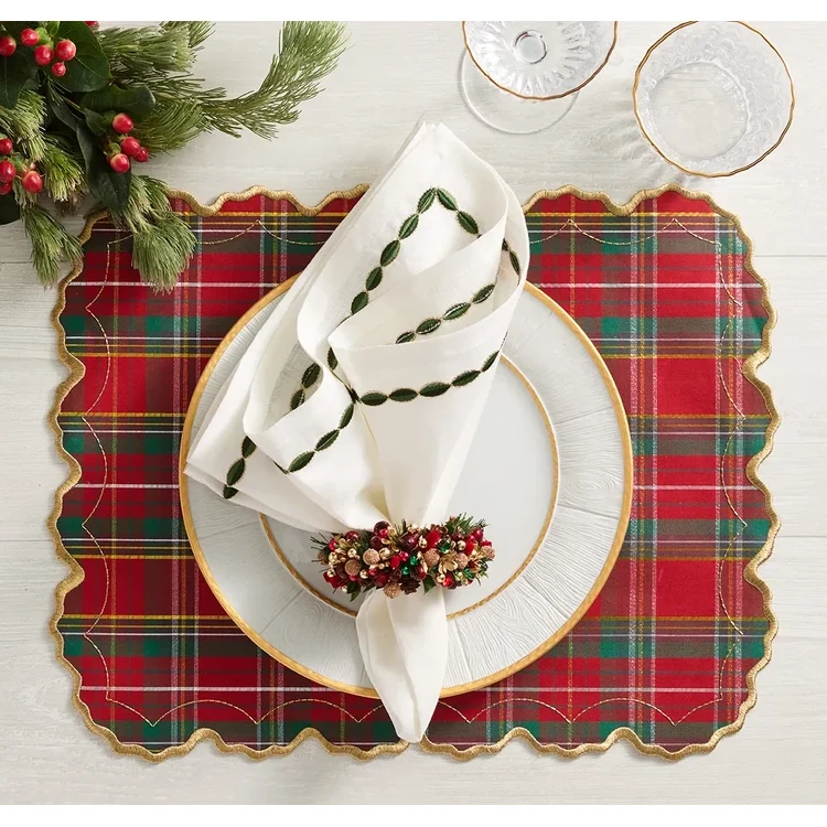 Kim Seybert Tinsel Bow Napkin Ring - Red, Green & Gold