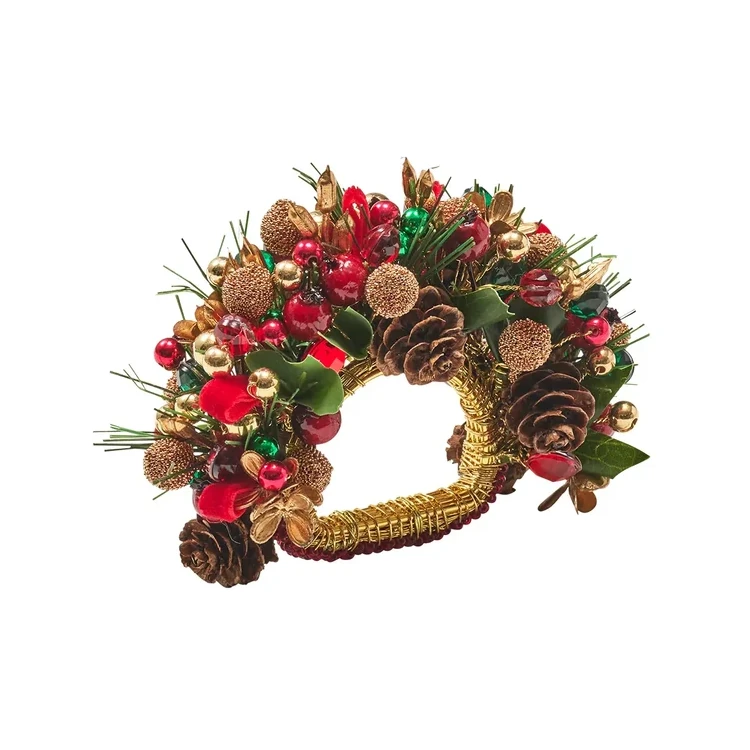 Kim Seybert Tinsel Bow Napkin Ring - Red, Green & Gold Kim Seybert Tinsel Bow Napkin Ring - Red, Green & Gold