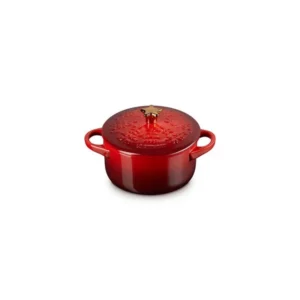 Le Creuset Noël Mini Cocotte with Gold Star Knob - Cerise