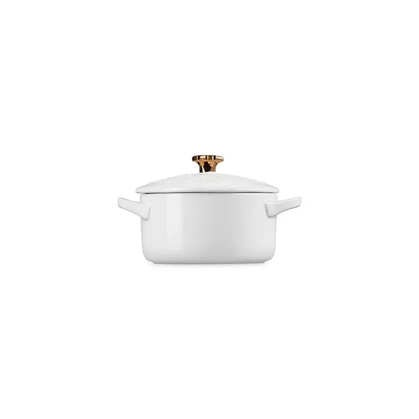Le Creuset Noël Mini Cocotte with Gold Star Knob - White