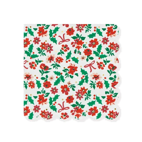 Meri Meri Holly Ditsy Cocktail Napkins - 16 Pack
