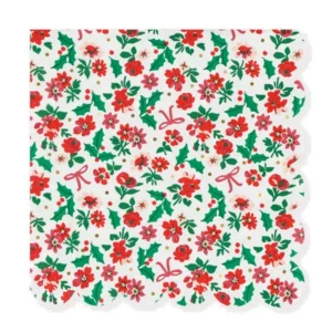 Meri Meri Holly Ditsy Large Luncheon Paper Napkins - 16 Pack