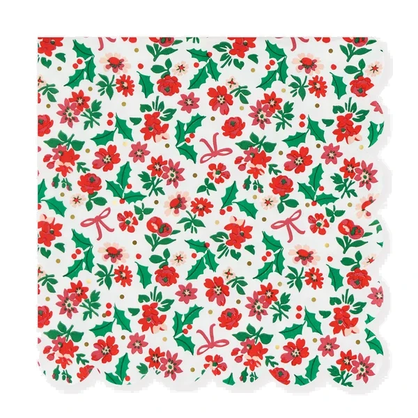 Meri Meri Holly Ditsy Large Luncheon Paper Napkins - 16 Pack Meri Meri Holly Ditsy Large Luncheon Paper Napkins - 16 Pack