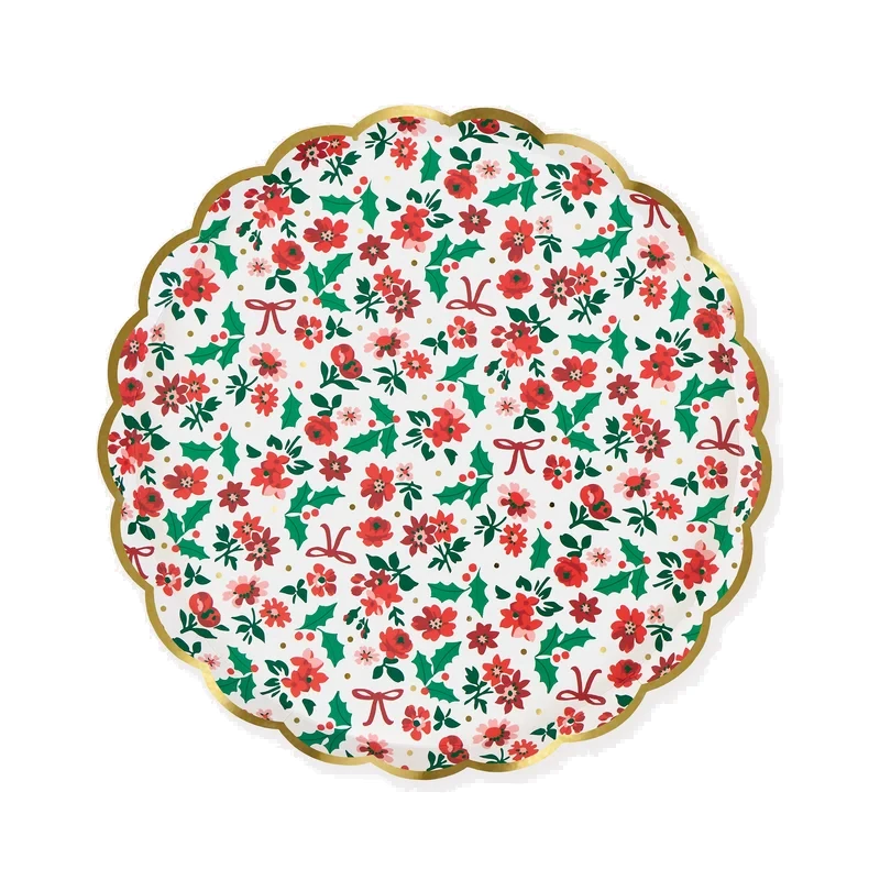 Meri Meri Holly Ditsy Salad Paper Plates, 8 Pack