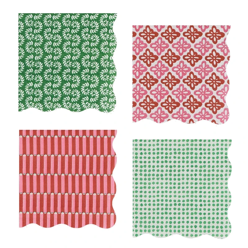 Meri Meri x Molly Mahon Red & Green Cocktail Napkins - 16 Pack