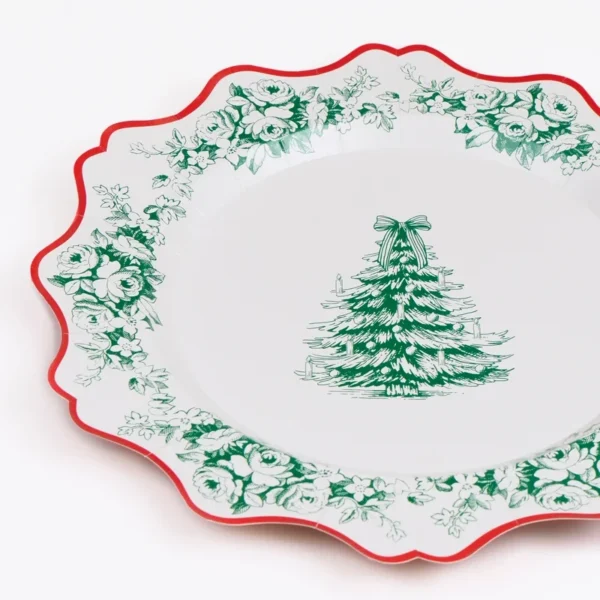 Meri Meri Toile De Jouy Christmas Salad Paper Plates, 8 Pack