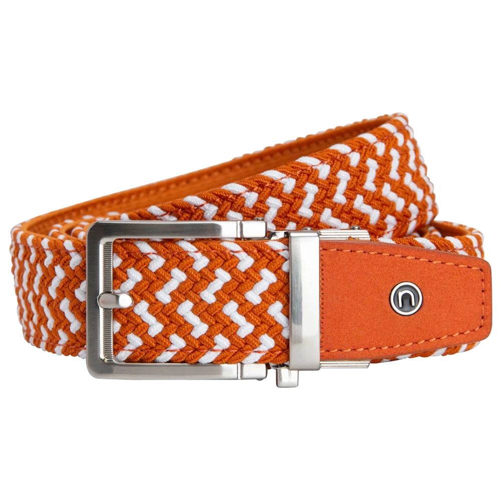 Nexbelt Braided Burnt Orange & White Ratchet Golf Belt