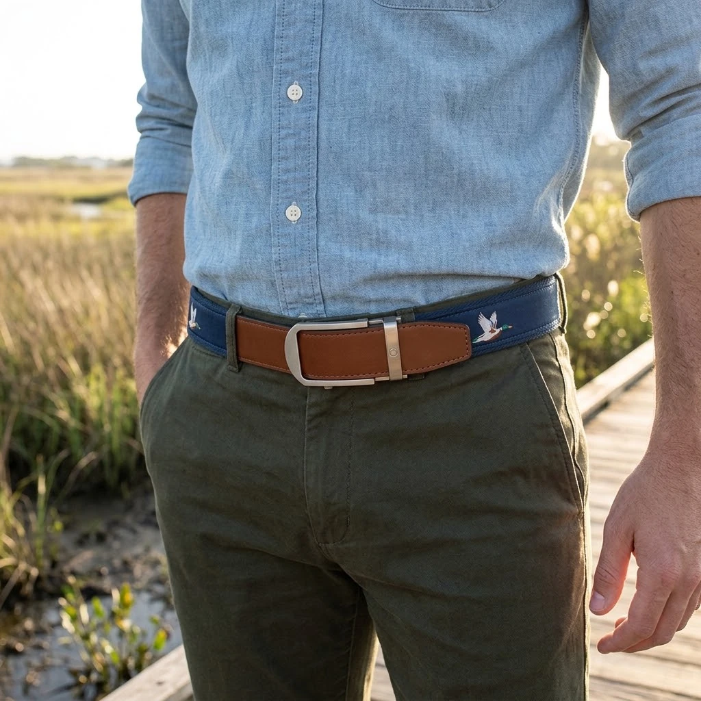 Nexbelt Waterfowl Navy Outdoor Ribbon Ratchet Belt