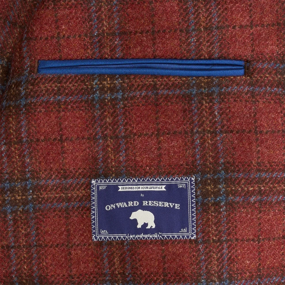 Onward Reserve Di Pray Brick Plaid Sport Coat - Brick Red