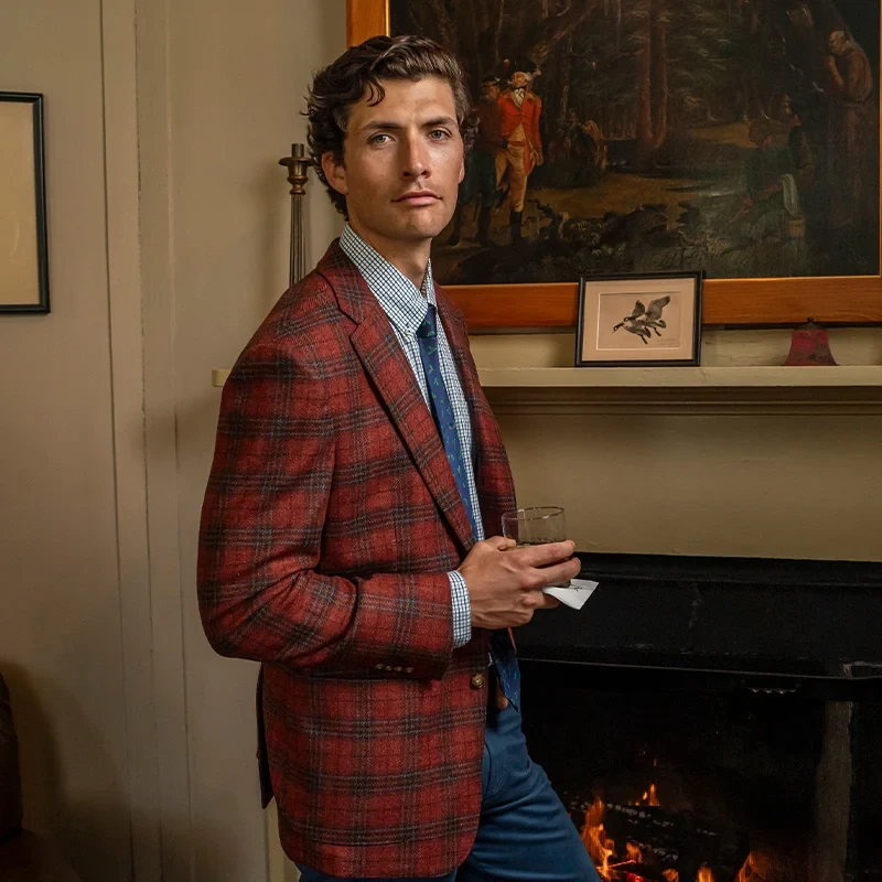 Onward Reserve Di Pray Brick Plaid Sport Coat - Brick Red