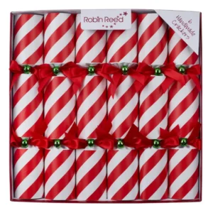 Robin Reed Candy Cane Jingle Bell Christmas Party Crackers, Set of 6