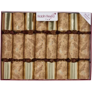 Robin Reed Golden Pine Cones Christmas Party Crackers, Set of 8