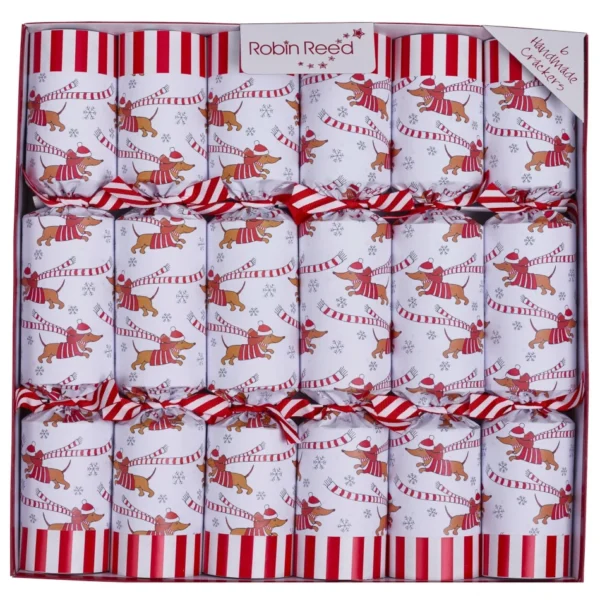 Robin Reed Racing Sausage Dog Crackers Christmas Crackers (Box of 6)
