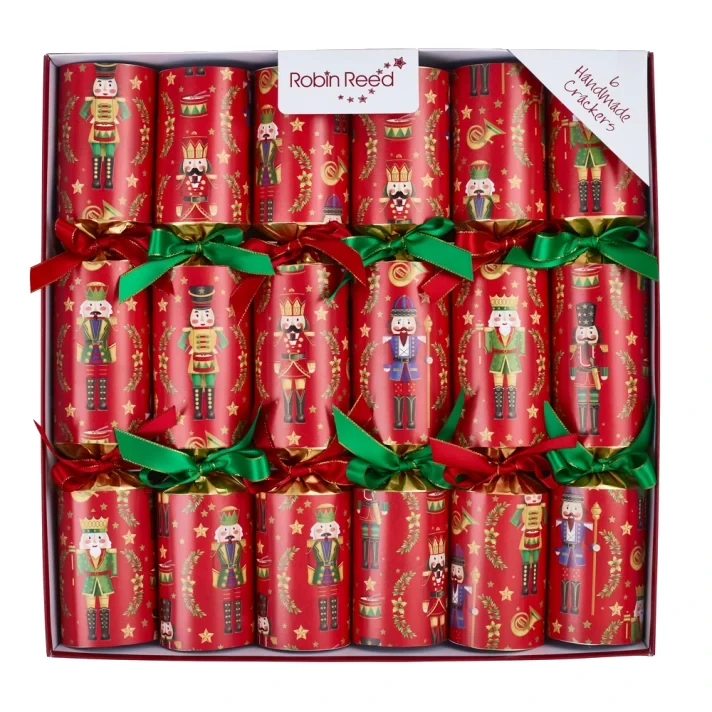 Robin Reed Red Royal Nutcracker Christmas Party Crackers, Set of 6