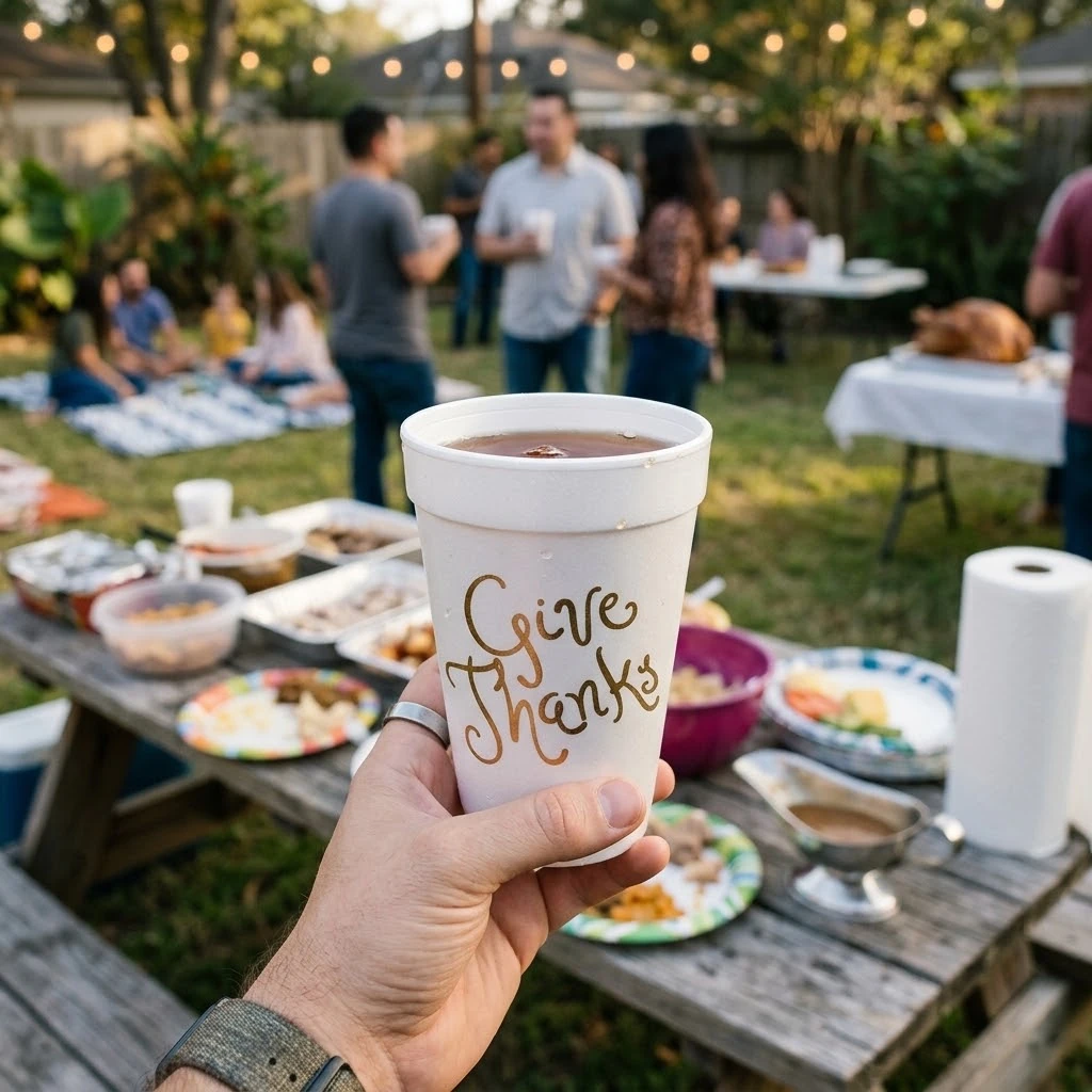 Sassy Cups Give Thanks Swirly Styrofoam Cups - 10 Pack