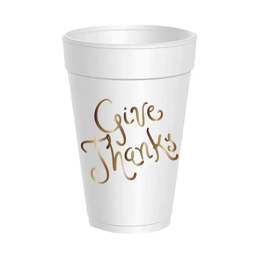 Sassy Cups Give Thanks Swirly Styrofoam Cups - 10 Pack Sassy Cups Give Thanks Swirly Styrofoam Cups - 10 Pack