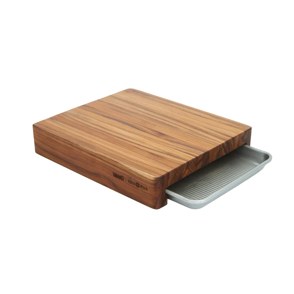 Teakhaus x USA Pan - Prep to Pan Cutting Board with Quarter Sheet Pan