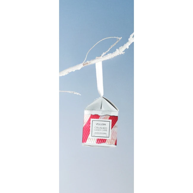 Voluspa Crushed Candy Cane Ornament Pedestal Candle