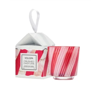 Voluspa Crushed Candy Cane Ornament Pedestal Candle