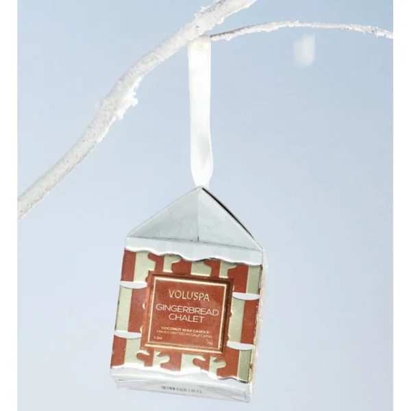 Voluspa Gingerbread Chalet Ornament Pedestal Candle