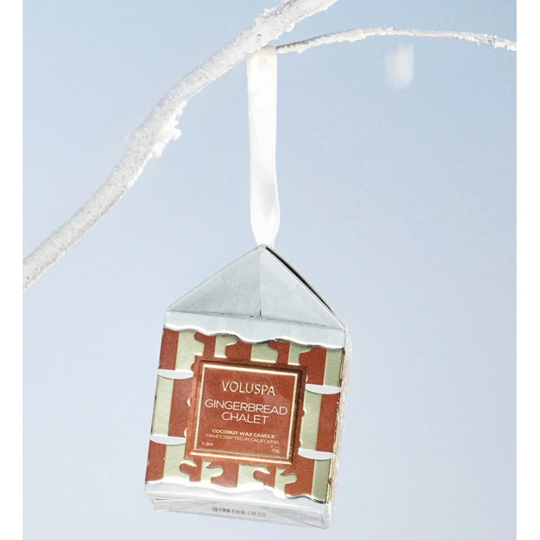 Voluspa Gingerbread Chalet Ornament Pedestal Candle