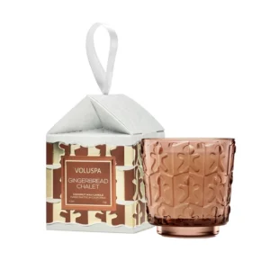 Voluspa Gingerbread Chalet Ornament Pedestal Candle