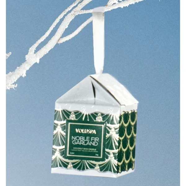 Voluspa Noble Fir Garland Ornament Pedestal Candle