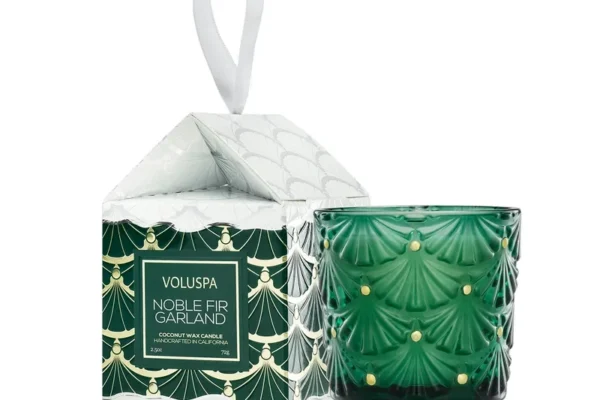 Voluspa Noble Fir Garland Ornament Pedestal Candle