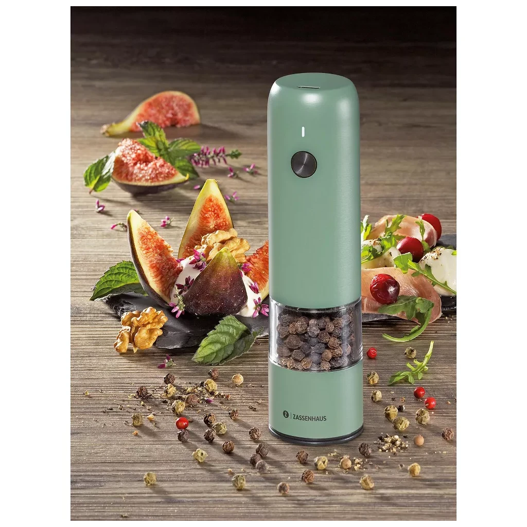 Zassenhaus Koln Rechargeable Salt or Pepper Mill - Green
