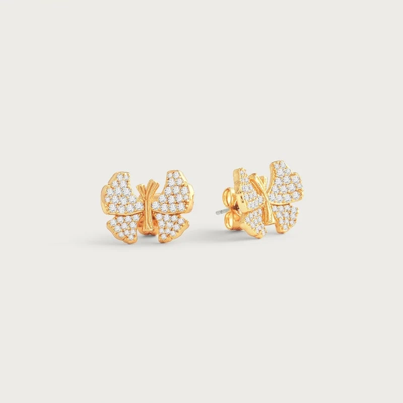 Anabel Aram Butterfly White Pavé Stud Earrings2