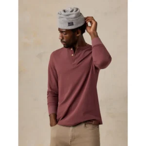 Faherty Long-Sleeve Waffle Henley - Autumn Mahogany