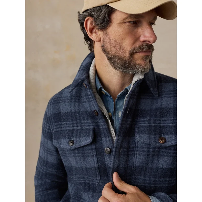 Faherty Range Fleece Lined CPO - Deep Blue Plaid